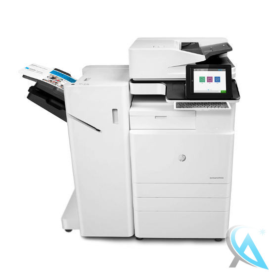 HP Color LaserJet Managed Flow MFP E87660z gebrauchter Kopierer x3A92A auf Papierfach Y1G21A mit Finisher Y1G18A