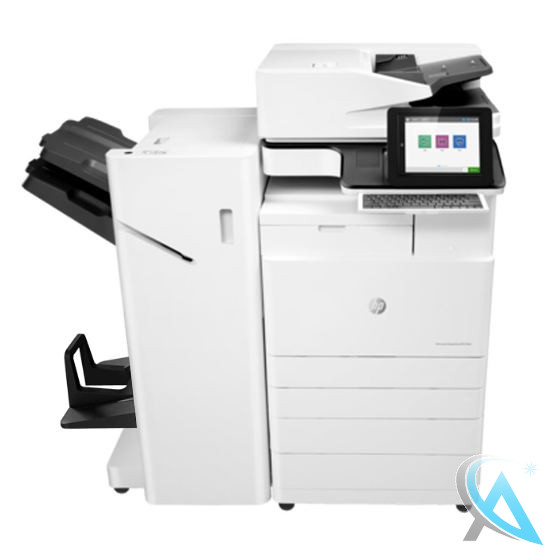 HP Color LaserJet Managed MFP E87650du gebrauchter Kopierer 5CM63A auf Papierfach Y1F98A mit Finisher Y1G18A 