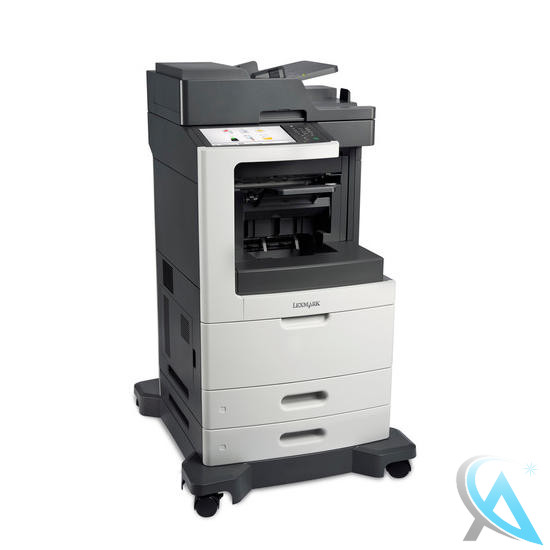 Lexmark MX811dne gebrauchtes Multifunktionsgerät mit Hefter auf Rollen