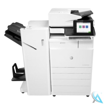 HP Color LaserJet Managed MFP E87650du gebrauchter Kopierer 5CM63A auf Papierfach Y1F98A mit Finisher Y1G18A