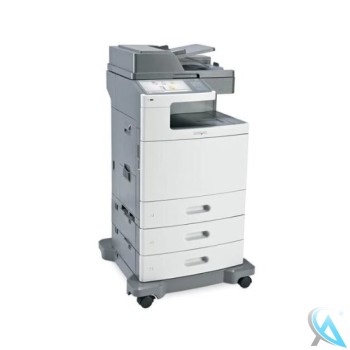Lexmark XS796de gebrauchtes Multifunktionsgerät auf Rollwagen mit 2x Zusatzpapierfächer