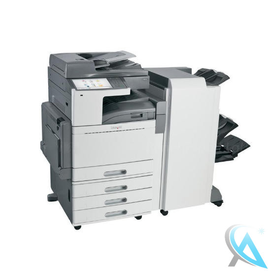 Lexmark X950de gebrauchter Kopierer mit Papierfach 22Z0013 (3 x 520-Blatt) auf Rollen mit Finisher 7558-FNS